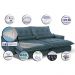 Sofa Retrátil e Reclinável 2,12m com Molas Ensacadas Cama inBox Soft Tecido Suede Azul