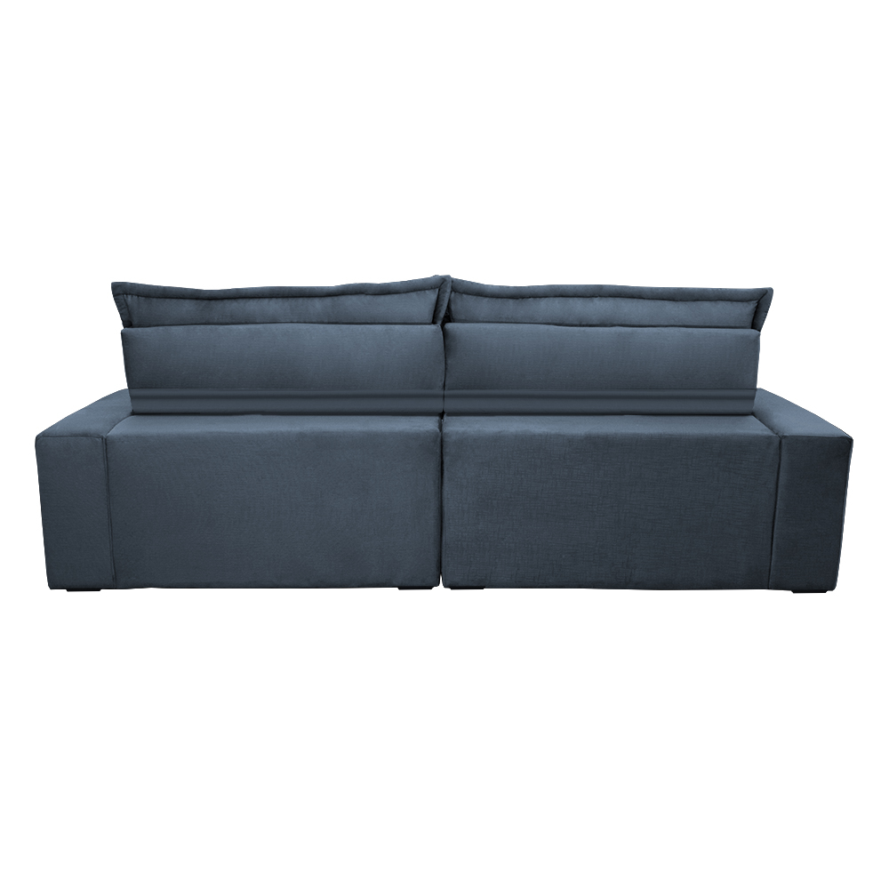Sofa Retrátil e Reclinável 2,12m com Molas Ensacadas Cama inBox Soft Tecido Suede Azul