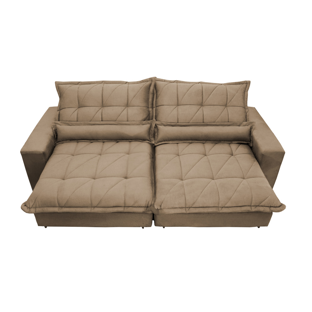 Sofa Retrátil e Reclinável 2,52m com Molas Ensacadas Cama inBox Soft Tecido Suede Castor
