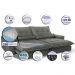 Sofa Retrátil e Reclinável 2,72m com Molas Ensacadas Cama inBox Soft Tecido Suede Cinza