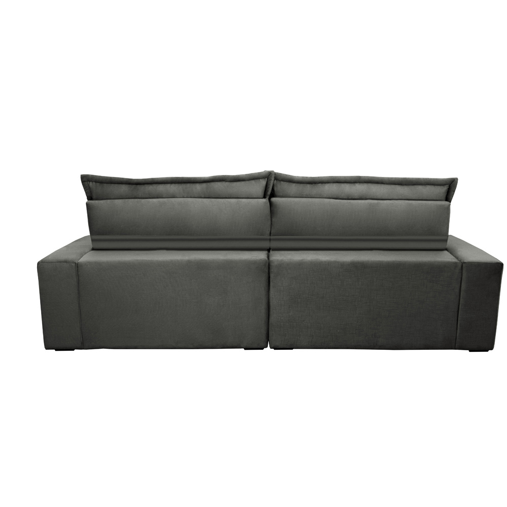 Sofa Retrátil e Reclinável 2,72m com Molas Ensacadas Cama inBox Soft Tecido Suede Cinza