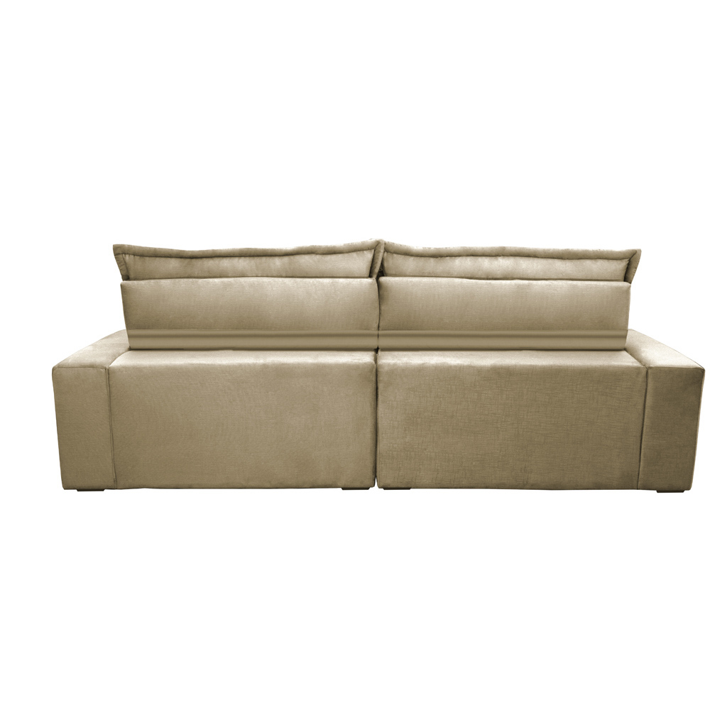 Sofa Retrátil e Reclinável 2,92m com Molas Ensacadas Cama inBox Soft Tecido Suede Bege