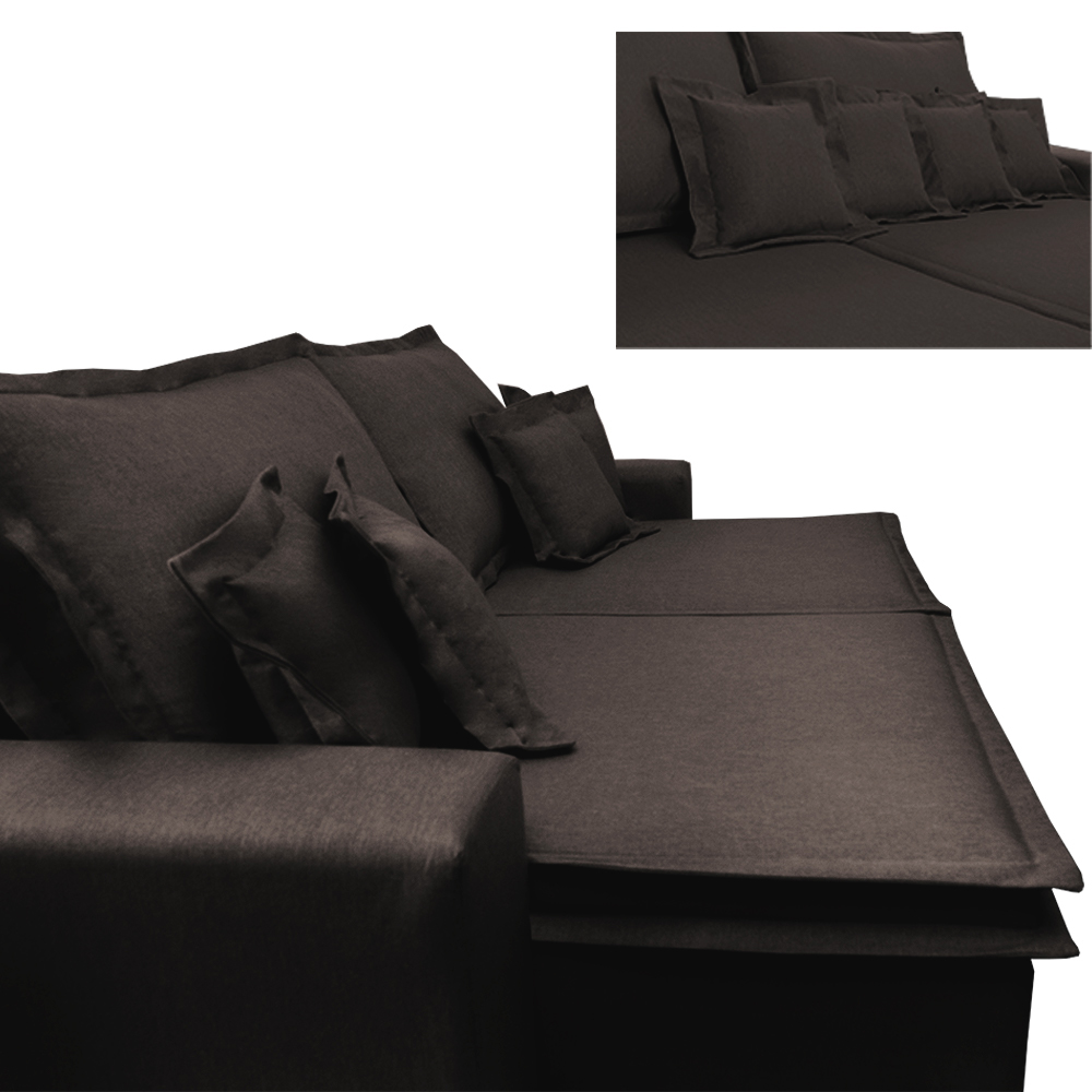 Sofa Retrátil e Reclinável com Molas Cama inBox Premium 2,32m tecido em linho Marrom