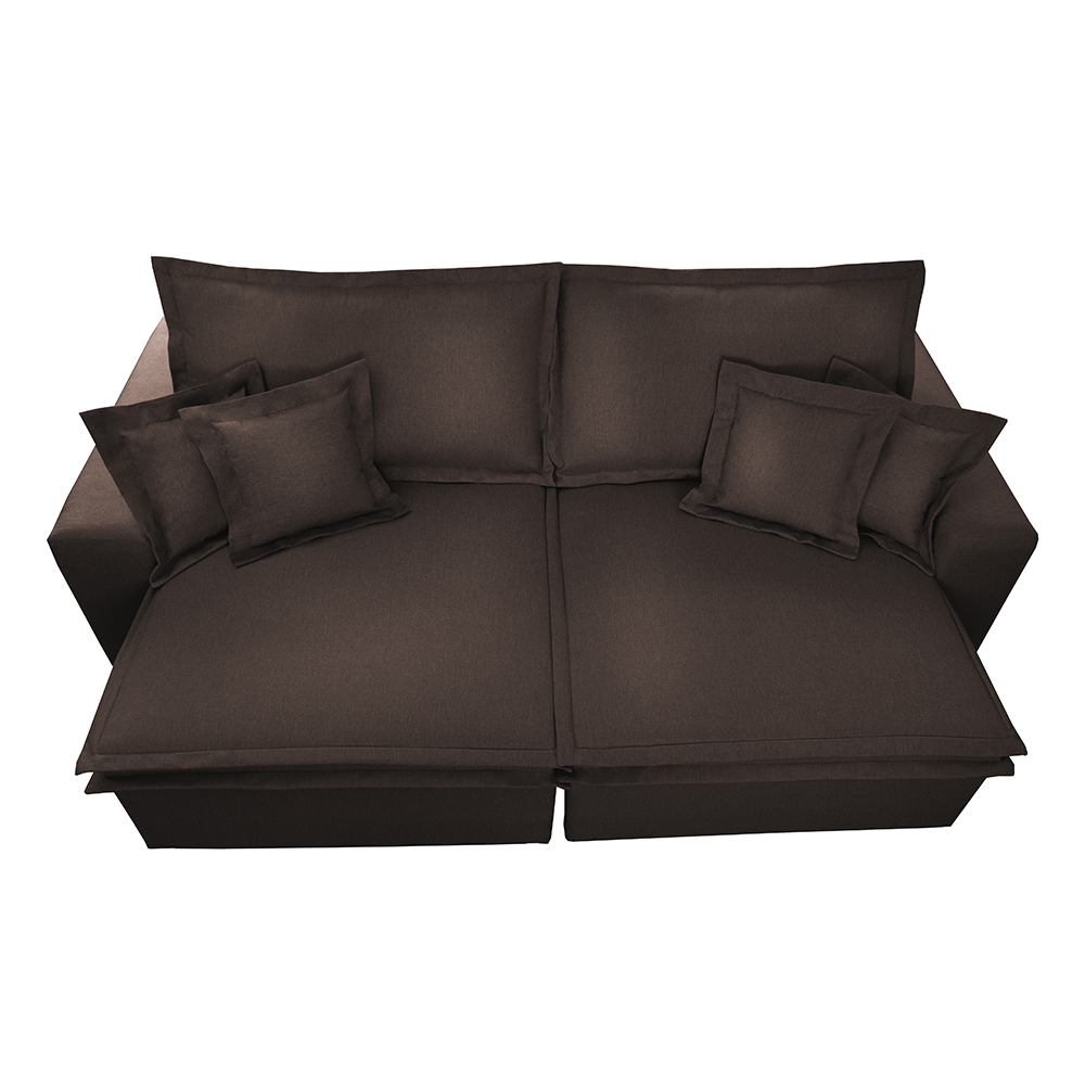 Sofa Retrátil e Reclinável com Molas Cama inBox Premium 2,32m tecido em linho Marrom