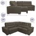 Sofa de Canto Retrátil e Reclinável com Molas Cama inBox Austin 2,20m x 2,20m Suede Velusoft Café