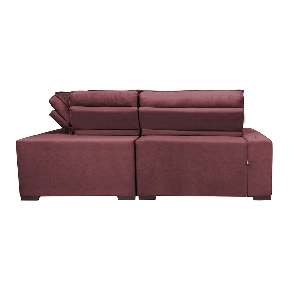 Sofa de Canto Retrátil e Reclinável com Molas Cama inBox Austin 2,20m x 2,20m Suede Velusoft Vinho