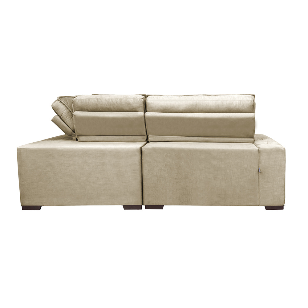Sofa de Canto Retrátil e Reclinável com Molas Cama inBox Austin 2,30m x 2,30m Suede Velusoft Bege