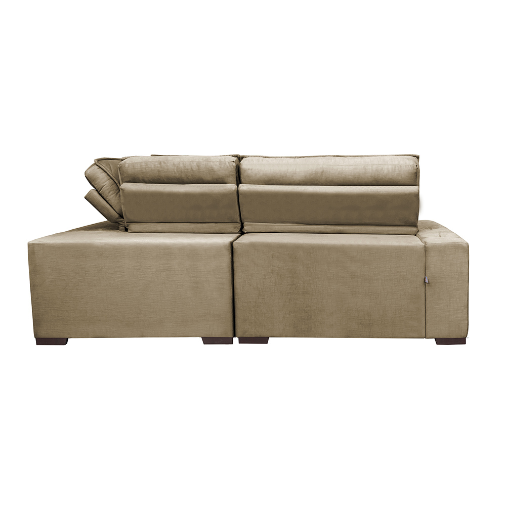 Sofa de Canto Retrátil e Reclinável com Molas Cama inBox Austin 2,30m x 2,30m Suede Velusoft Castor