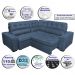 Sofa de Canto Retrátil e Reclinável com Molas Cama inBox Austin 2,40m x 2,40m Suede Velusoft Azul
