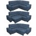 Sofa de Canto Retrátil e Reclinável com Molas Cama inBox Austin 2,40m x 2,40m Suede Velusoft Azul