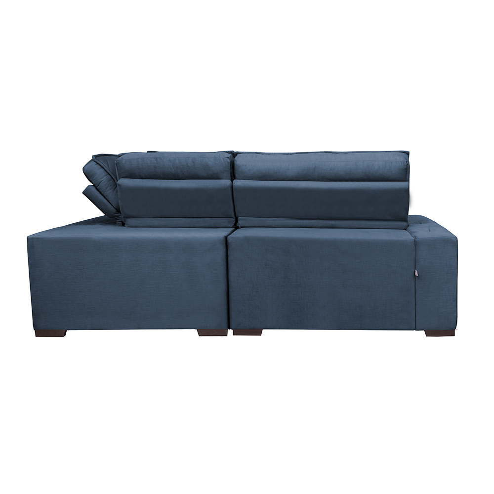 Sofa de Canto Retrátil e Reclinável com Molas Cama inBox Austin 2,60m x 2,60m Suede Velusoft Azul