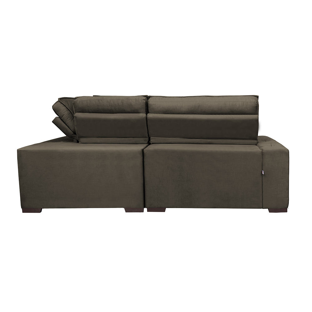 Sofa de Canto Retrátil e Reclinável com Molas Cama inBox Austin 2,60m x 2,60m Suede Velusoft Café