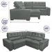 Sofa de Canto Retrátil e Reclinável com Molas Cama inBox Austin 2,60m x 2,60m Suede Velusoft Cinza