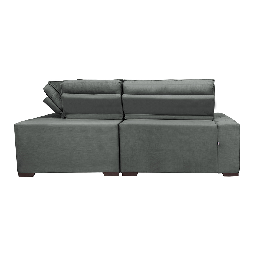 Sofa de Canto Retrátil e Reclinável com Molas Cama inBox Austin 2,60m x 2,60m Suede Velusoft Cinza