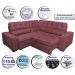 Sofa de Canto Retrátil e Reclinável com Molas Cama inBox Austin 2,60m x 2,60m Suede Velusoft Vinho
