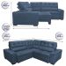 Sofa de Canto Retrátil e Reclinável com Molas Cama inBox Austin 2,70m x 2,70m Suede Velusoft Azul