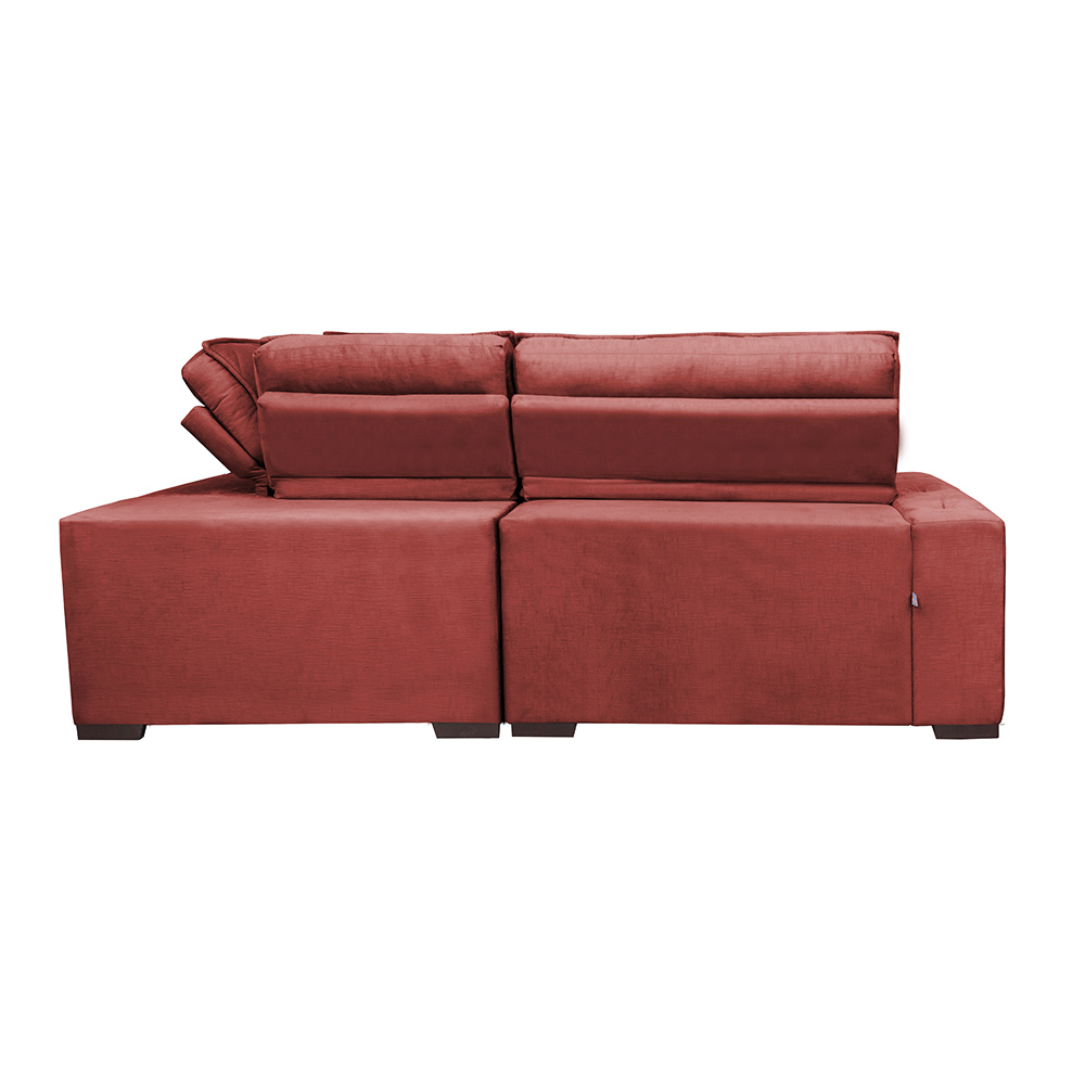 Sofa de Canto Retrátil e Reclinável com Molas Cama inBox Austin 2,70m x 2,70m Suede Velusoft Vermelho