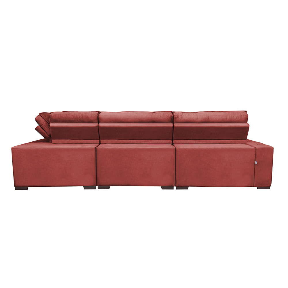 Sofa de Canto Retrátil e Reclinável com Molas Cama inBox Austin 3,45X2,44 ou 2,44X3,45 Suede Velusoft Vermelho