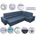 Sofa de Canto Retrátil e Reclinável com Molas Cama inBox Austin 3,65X2,54 ou 2,54X3,65 Suede Velusoft Azul