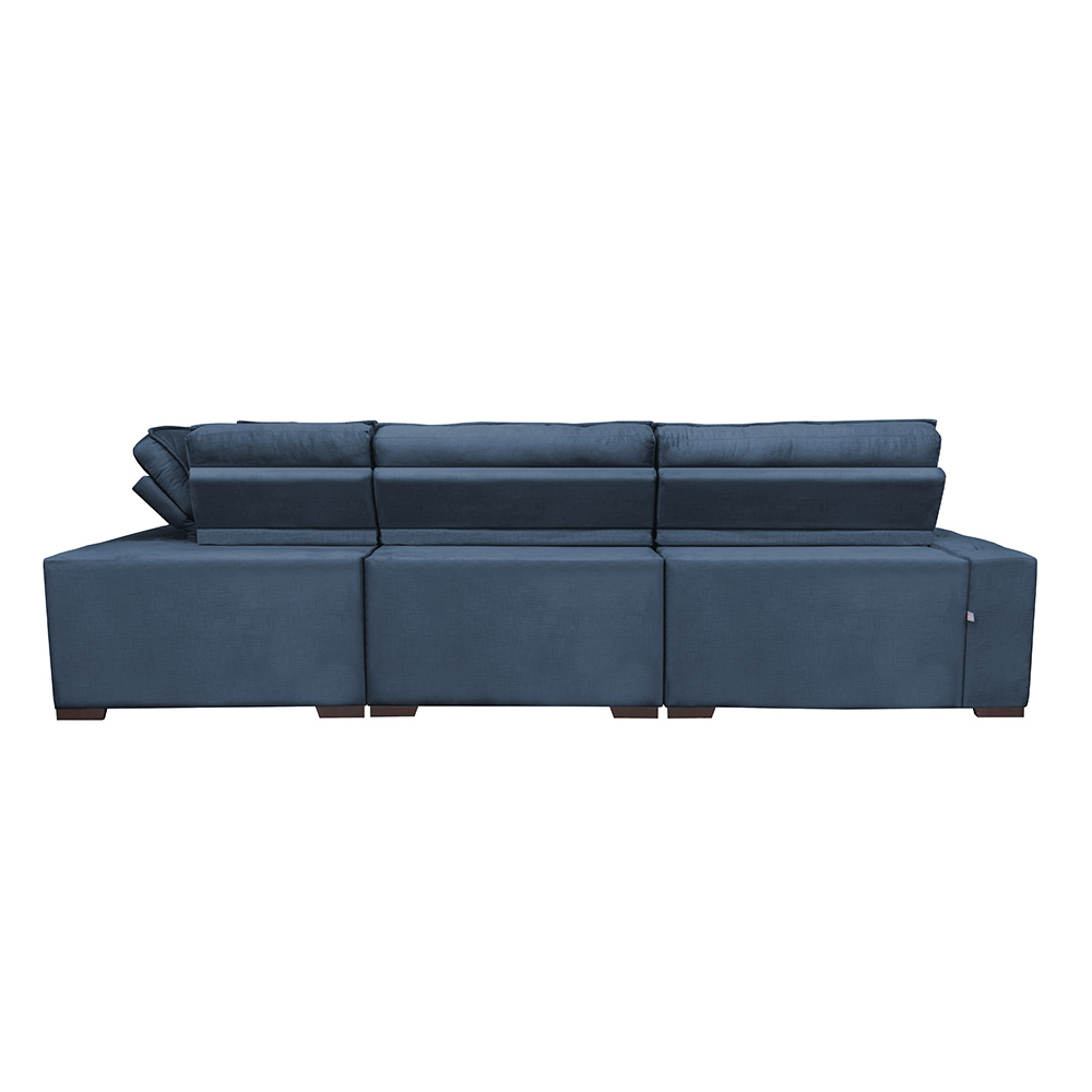 Sofa de Canto Retrátil e Reclinável com Molas Cama inBox Austin 3,65X2,54 ou 2,54X3,65 Suede Velusoft Azul