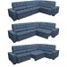 Sofa de Canto Retrátil e Reclinável com Molas Cama inBox Austin 3,65X2,54 ou 2,54X3,65 Suede Velusoft Azul