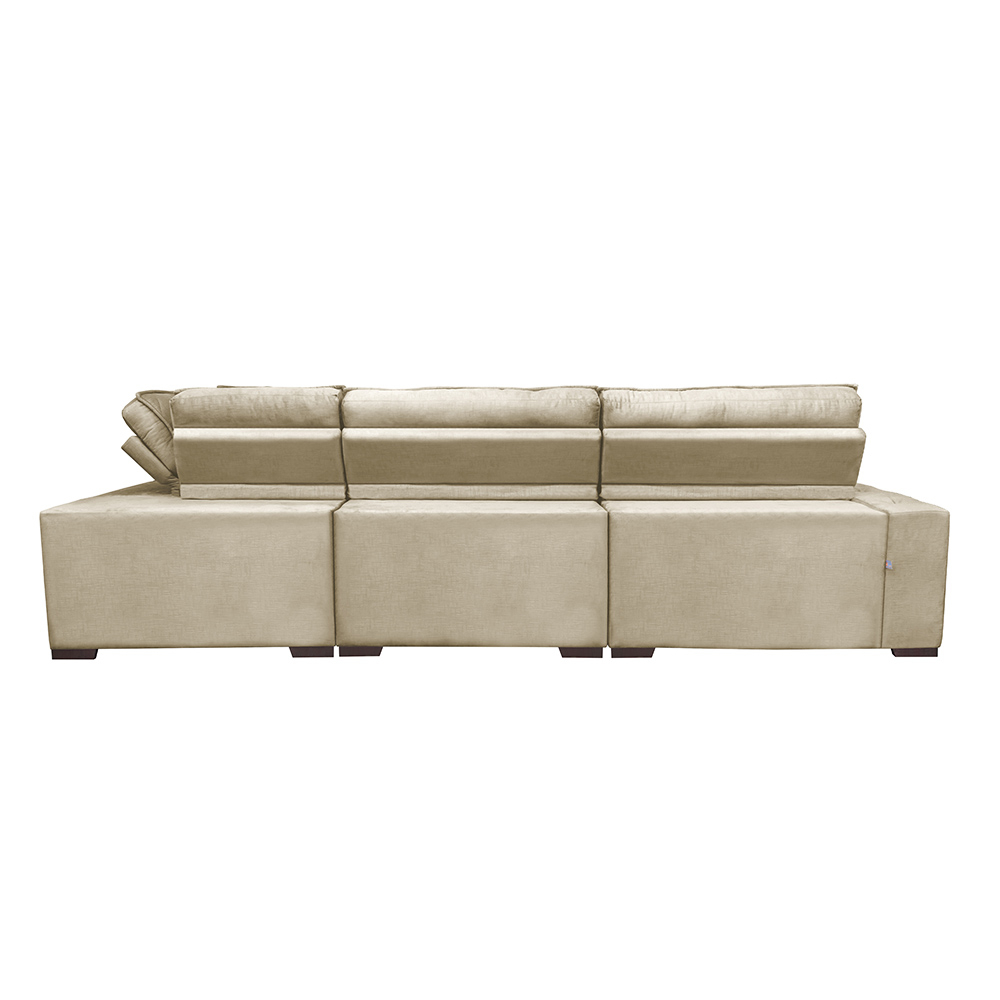 Sofa de Canto Retrátil e Reclinável com Molas Cama inBox Austin 3,65X2,54 ou 2,54X3,65 Suede Velusoft Bege