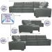 Sofa de Canto Retrátil e Reclinável com Molas Cama inBox Austin 3,65X2,54 ou 2,54X3,65 Suede Velusoft Cinza