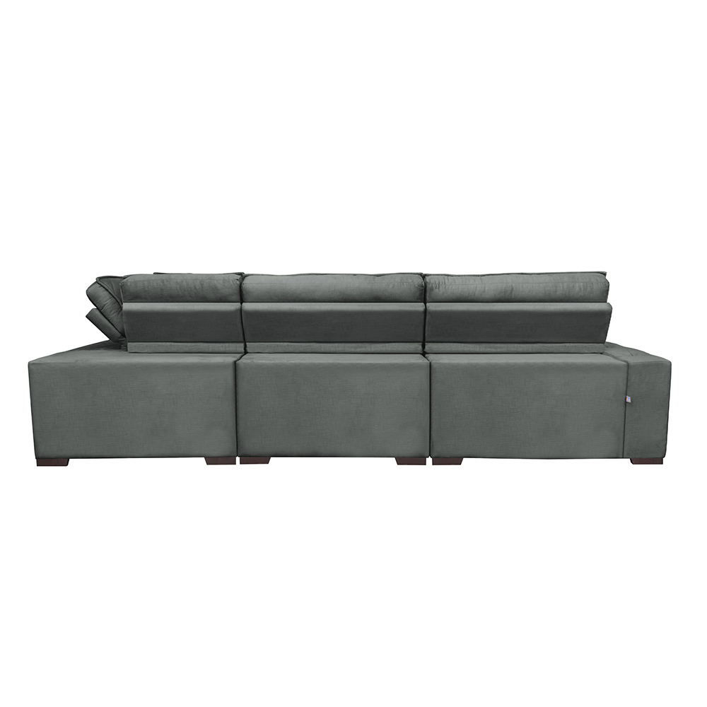 Sofa de Canto Retrátil e Reclinável com Molas Cama inBox Austin 3,65X2,54 ou 2,54X3,65 Suede Velusoft Cinza