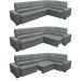 Sofa de Canto Retrátil e Reclinável com Molas Cama inBox Austin 3,65X2,54 ou 2,54X3,65 Suede Velusoft Cinza