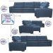 Sofa de Canto Retrátil e Reclinável com Molas Cama inBox Austin 3,85X2,64 ou 2,64X3,85 Suede Velusoft Azul