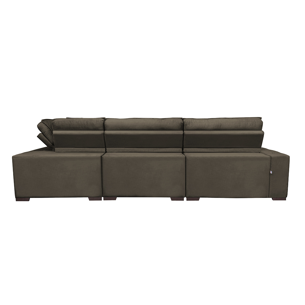 Sofa de Canto Retrátil e Reclinável com Molas Cama inBox Austin 3,85X2,64 ou 2,64X3,85 Suede Velusoft Café