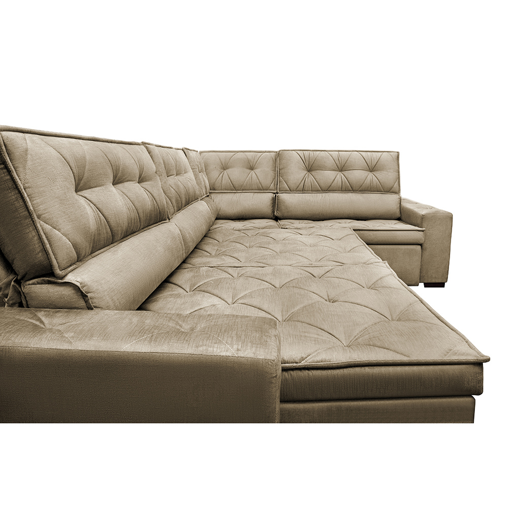 Sofa de Canto Retrátil e Reclinável com Molas Cama inBox Austin 3,85X2,64 ou 2,64X3,85 Suede Velusoft Castor