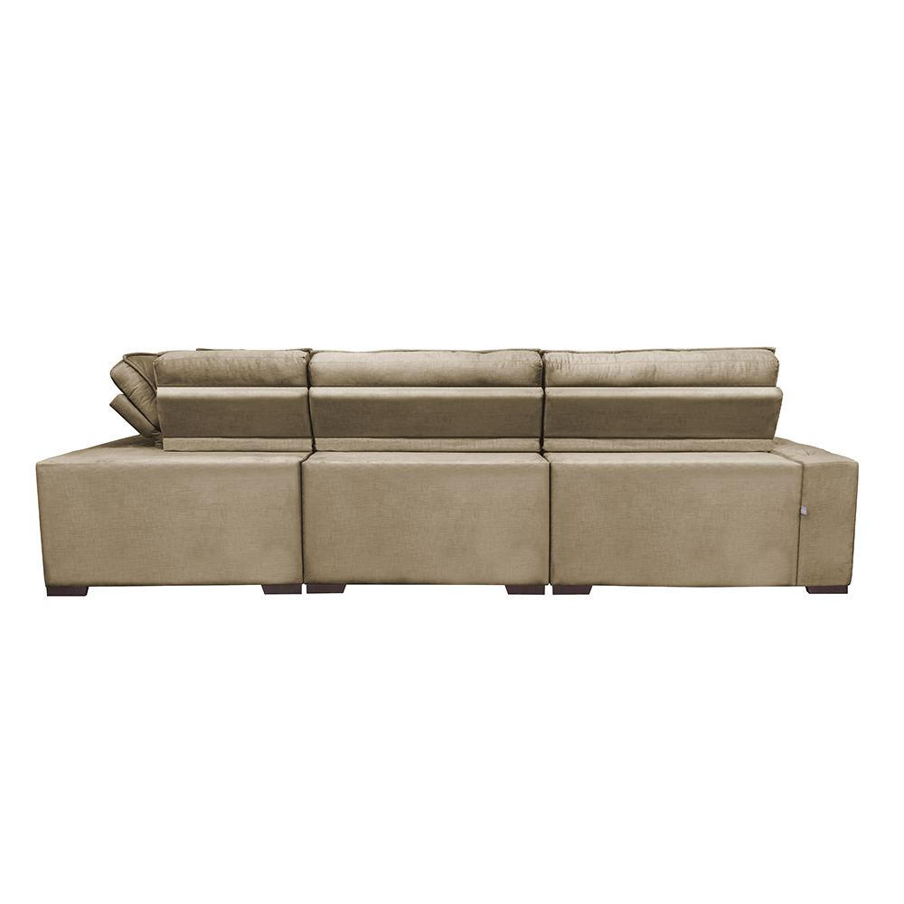 Sofa de Canto Retrátil e Reclinável com Molas Cama inBox Austin 3,85X2,64 ou 2,64X3,85 Suede Velusoft Castor