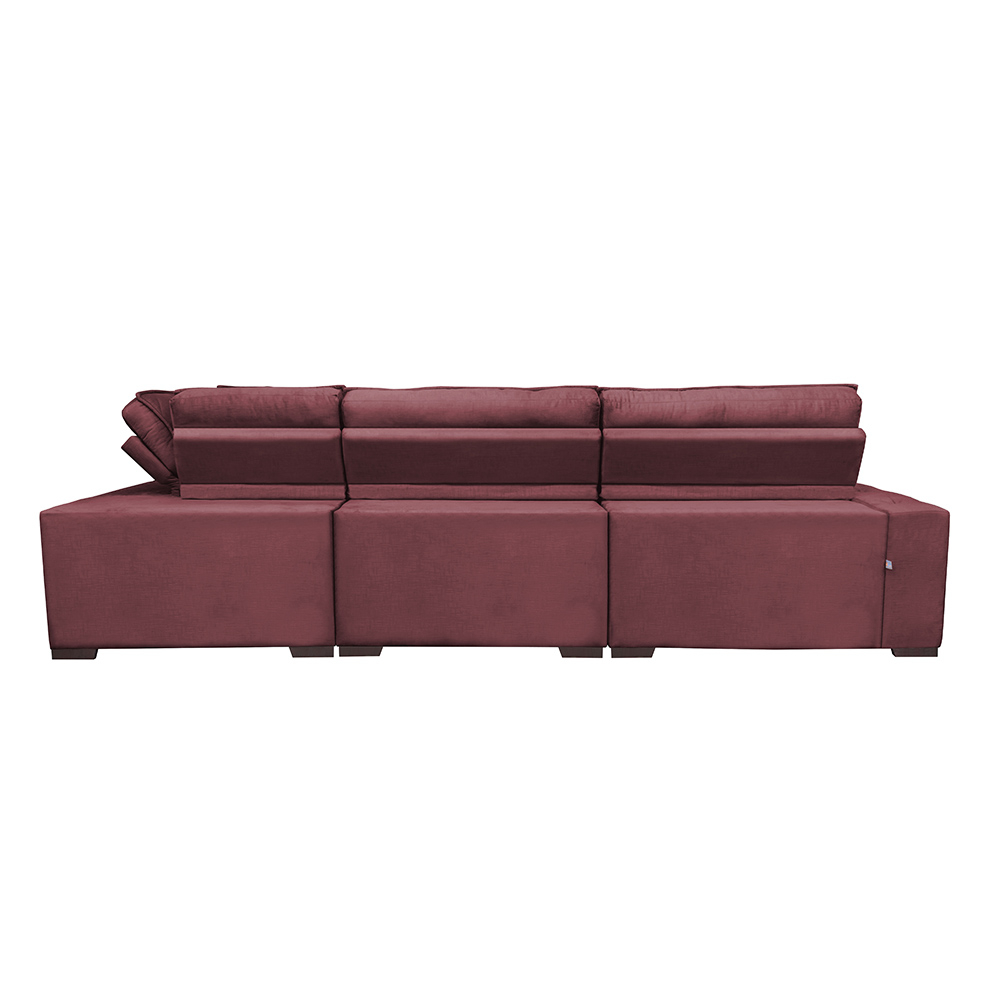 Sofa de Canto Retrátil e Reclinável com Molas Cama inBox Austin 3,85X2,64 ou 2,64X3,85 Suede Velusoft Vinho