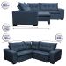 Sofa de Canto Retrátil e Reclinável com Molas Cama inBox Oklahoma 2,30m x 2,30m Suede Velusoft Azul