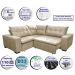 Sofa de Canto Retrátil e Reclinável com Molas Cama inBox Oklahoma 2,40m x 2,40m Suede Velusoft Bege