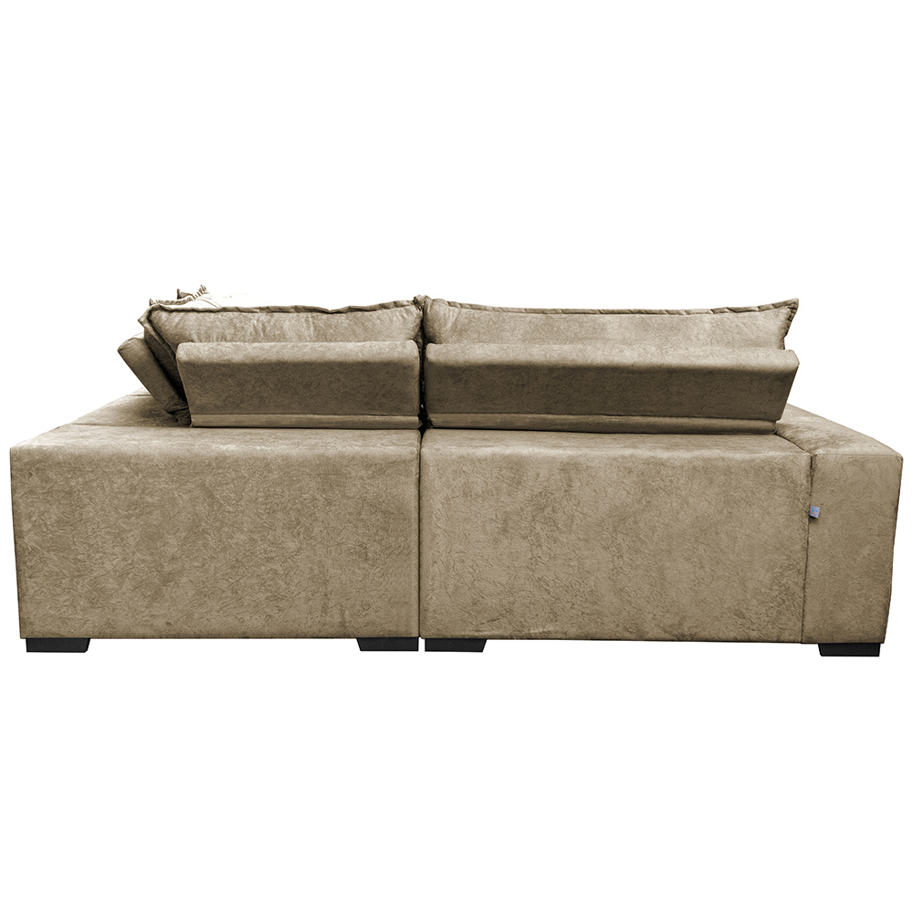 Sofa de Canto Retrátil e Reclinável com Molas Cama inBox Oklahoma 2,60m x 2,60m Suede Velusoft Castor