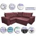 Sofa de Canto Retrátil e Reclinável com Molas Cama inBox Oklahoma 2,60m x 2,60m Suede Velusoft Vinho