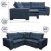 Sofa de Canto Retrátil e Reclinável com Molas Cama inBox Oklahoma 2,70m x 2,70m Suede Velusoft Azul