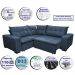 Sofa de Canto Retrátil e Reclinável com Molas Cama inBox Oklahoma 2,70m x 2,70m Suede Velusoft Azul