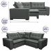 Sofa de Canto Retrátil e Reclinável com Molas Cama inBox Oklahoma 2,70m x 2,70m Suede Velusoft Cinza