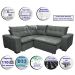 Sofa de Canto Retrátil e Reclinável com Molas Cama inBox Oklahoma 2,70m x 2,70m Suede Velusoft Cinza