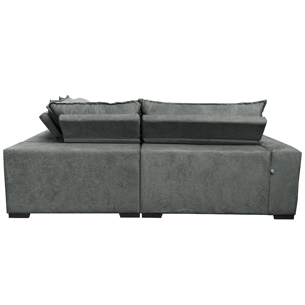 Sofa de Canto Retrátil e Reclinável com Molas Cama inBox Oklahoma 2,70m x 2,70m Suede Velusoft Cinza