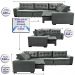 Sofa de Canto Retrátil e Reclinável com Molas Cama inBox Oklahoma 3,45X2,41 ou 2,41X3,45 Cinza