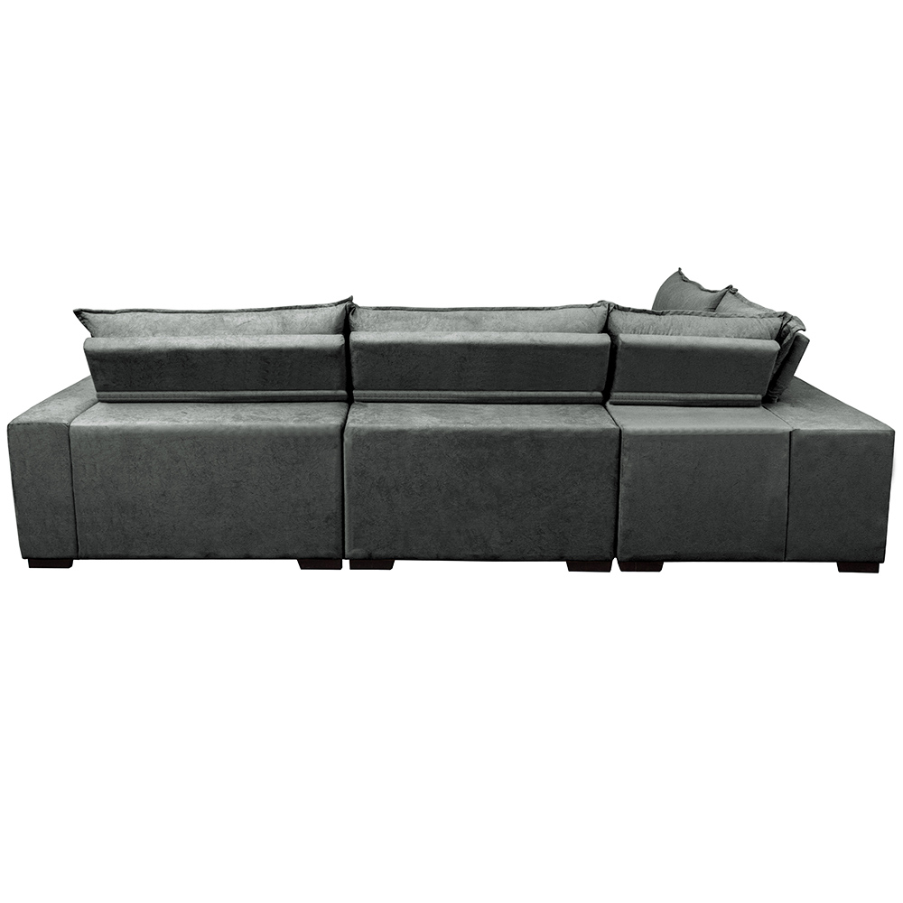 Sofa de Canto Retrátil e Reclinável com Molas Cama inBox Oklahoma 3,45X2,41 ou 2,41X3,45 Cinza