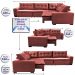 Sofa de Canto Retrátil e Reclinável com Molas Cama inBox Oklahoma 3,45X2,41 ou 2,41X3,45 Vermelho
