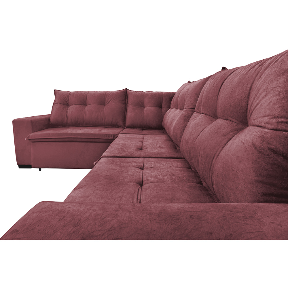 Sofa de Canto Retrátil e Reclinável com Molas Cama inBox Oklahoma 3,65X2,51 ou 2,51X3,65 Vinho