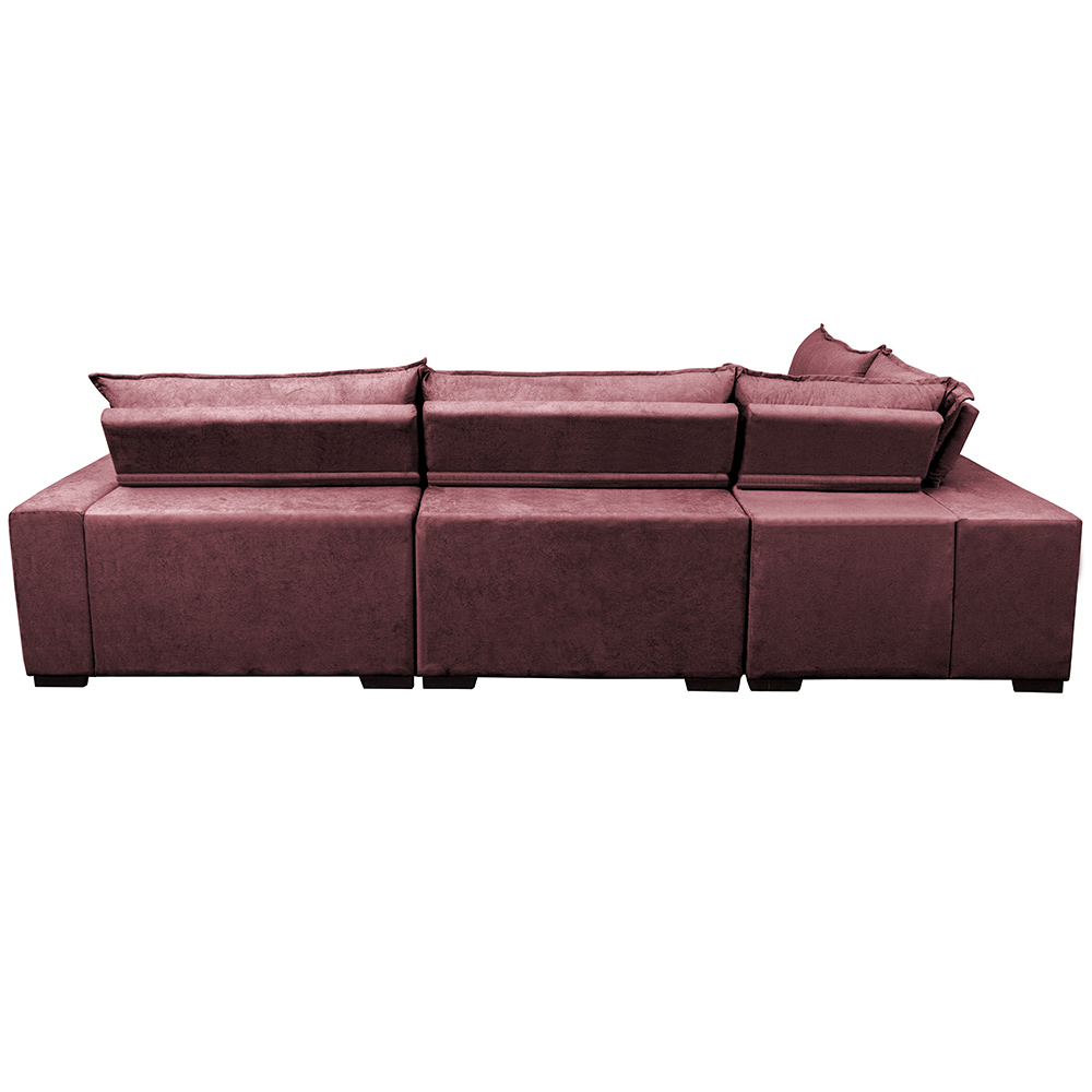 Sofa de Canto Retrátil e Reclinável com Molas Cama inBox Oklahoma 3,65X2,51 ou 2,51X3,65 Vinho