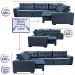Sofa de Canto Retrátil e Reclinável com Molas Cama inBox Oklahoma 3,85X2,61 ou 2,61X3,85 Azul