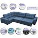 Sofa de Canto Retrátil e Reclinável com Molas Cama inBox Oklahoma 3,85X2,61 ou 2,61X3,85 Azul